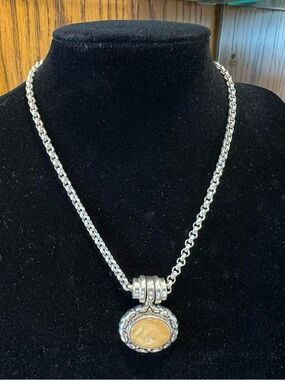 Sterling Silver 925 Necklace Turquoise & Champagne Mother of Pearl Pendants